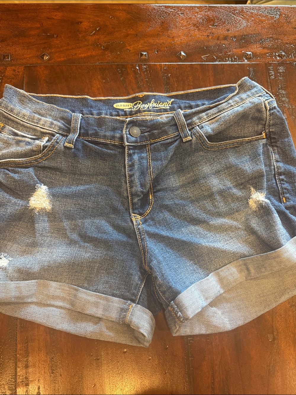 Old Navy Blue Distressed Cuffed Denim Shorts